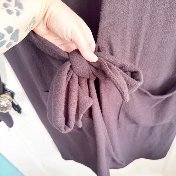 J. Crew Tie Front Long Line Cardigan Black Size Large L Closet Staple H9759 - Picture 4 of 9